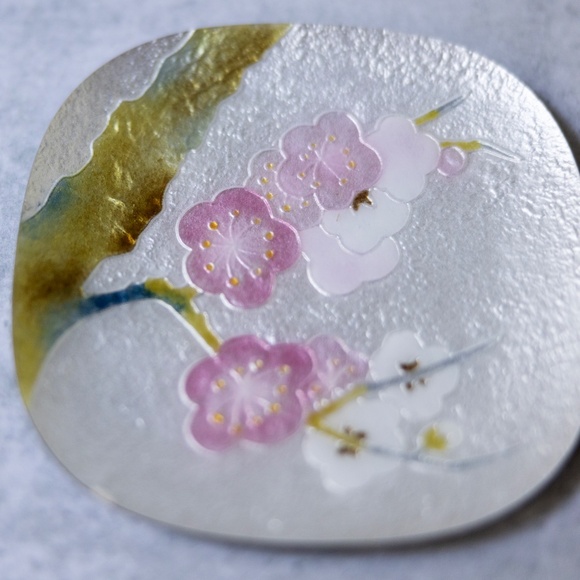 Ando Japan Japanese cloisonne cherry blossom plate dish enamel - Picture 2 of 6